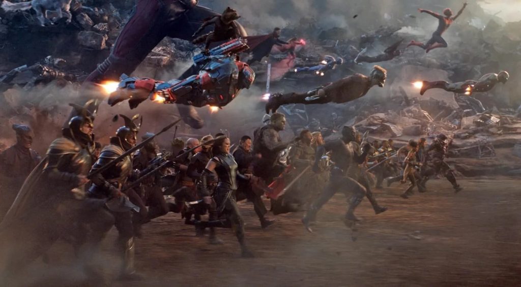 The entire Avengers team assembled to fight Thanos and his army.