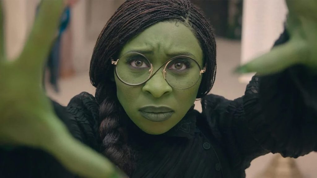 Elphaba (Cynthia Erivo) showing off her magic at Shiz.